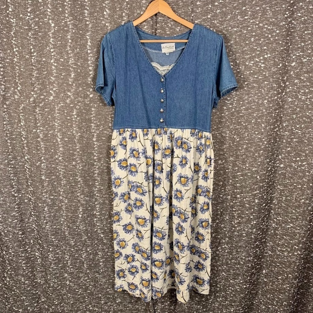 Vintage Ms. Conduct California Floral Dress Boho Cottagecore Women's 10